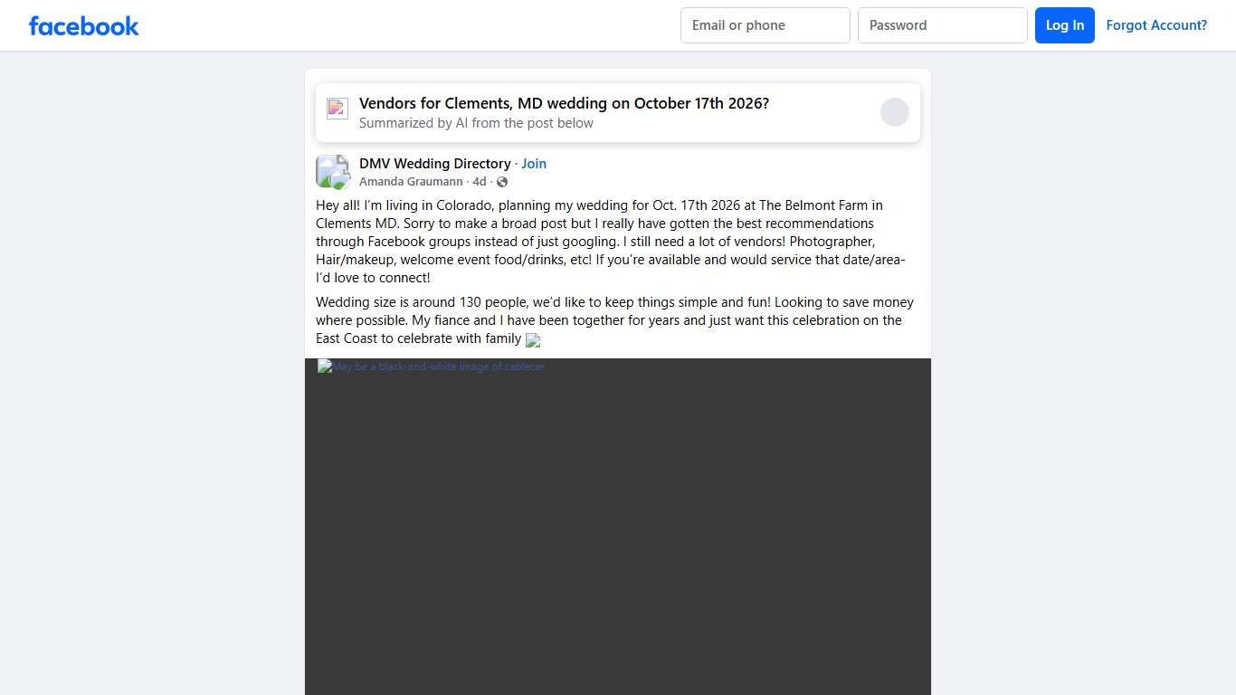 DMV Wedding Directory Hey all! I’m living in Colorado, planning my wedding for Oct Facebook